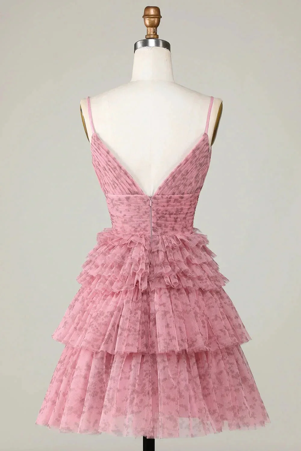 Blush Cute A Line Spaghetti Straps Short Homecoming Dress with Ruffles - Image 2