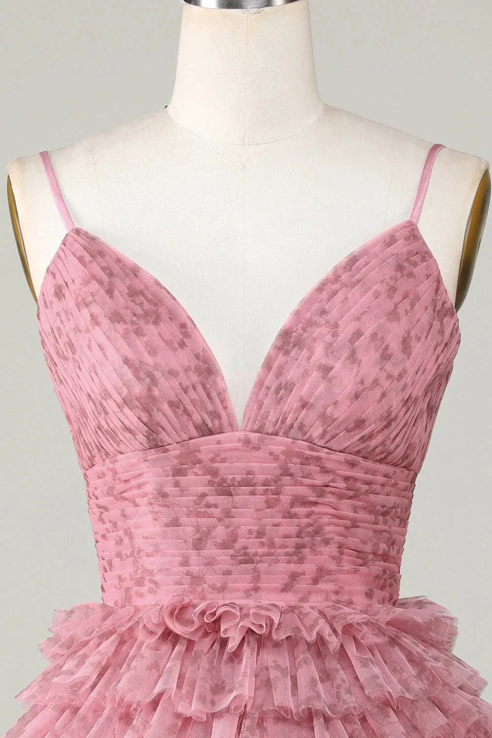 Blush Cute A Line Spaghetti Straps Short Homecoming Dress with Ruffles - Image 4