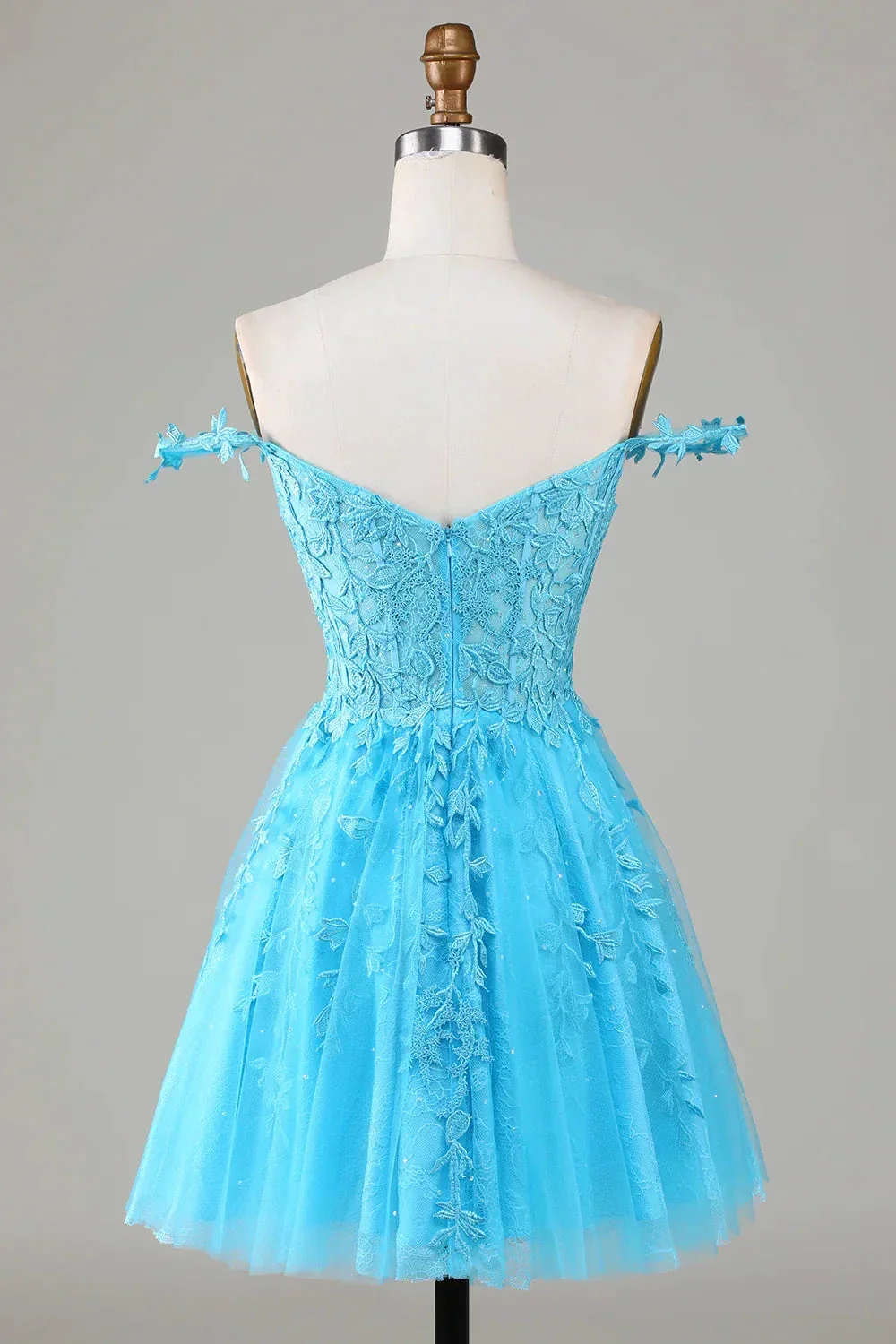 Cute A Line Spaghetti Straps Grey Short Homecoming Dress with Appliques Y2397 - Image 10