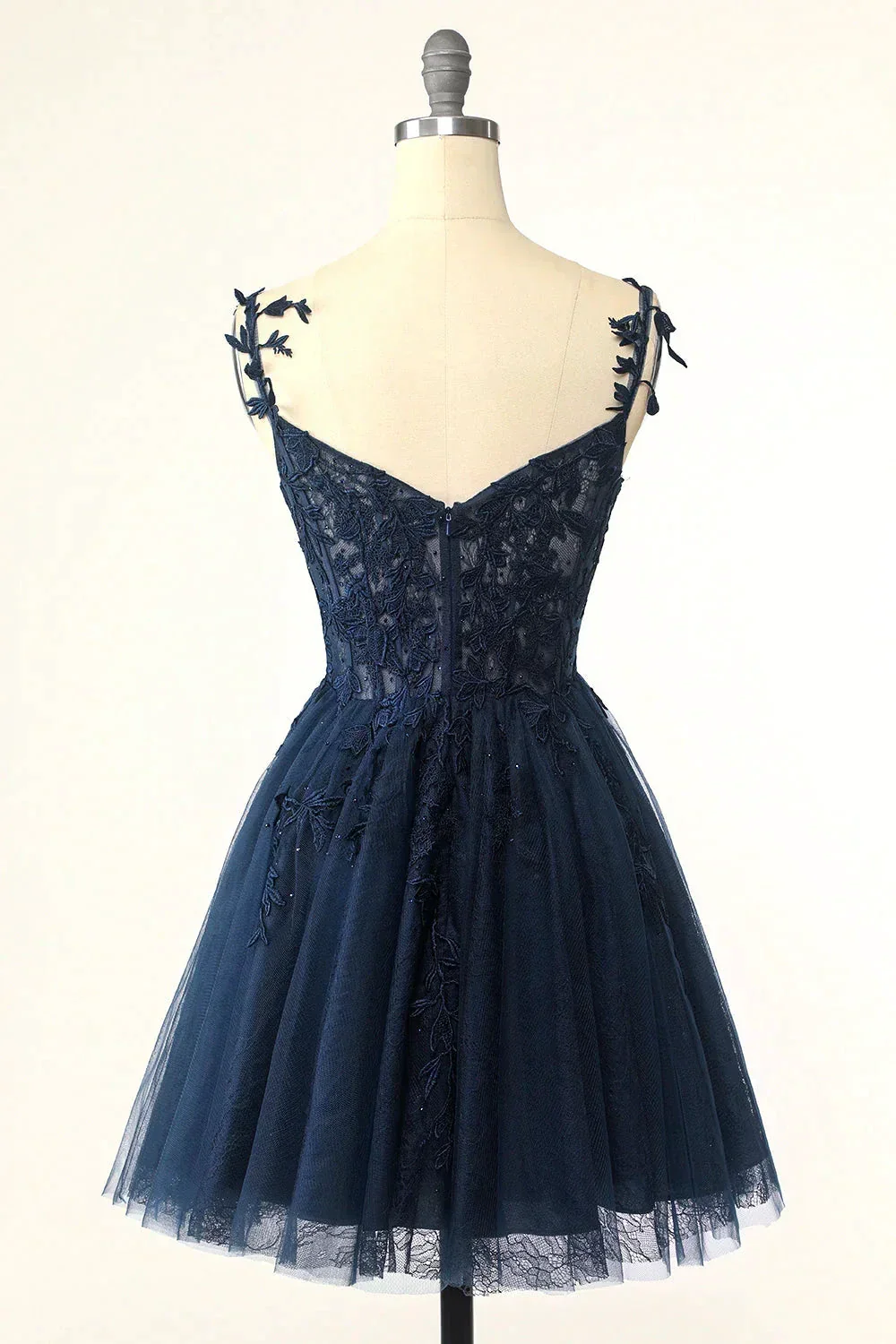 Cute A Line Spaghetti Straps Grey Short Homecoming Dress with Appliques Y2397 - Image 4
