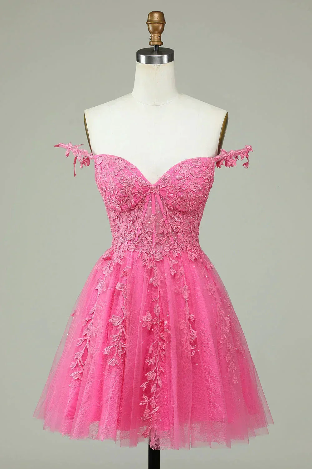 Cute A Line Spaghetti Straps Grey Short Homecoming Dress with Appliques Y2397 - Image 5