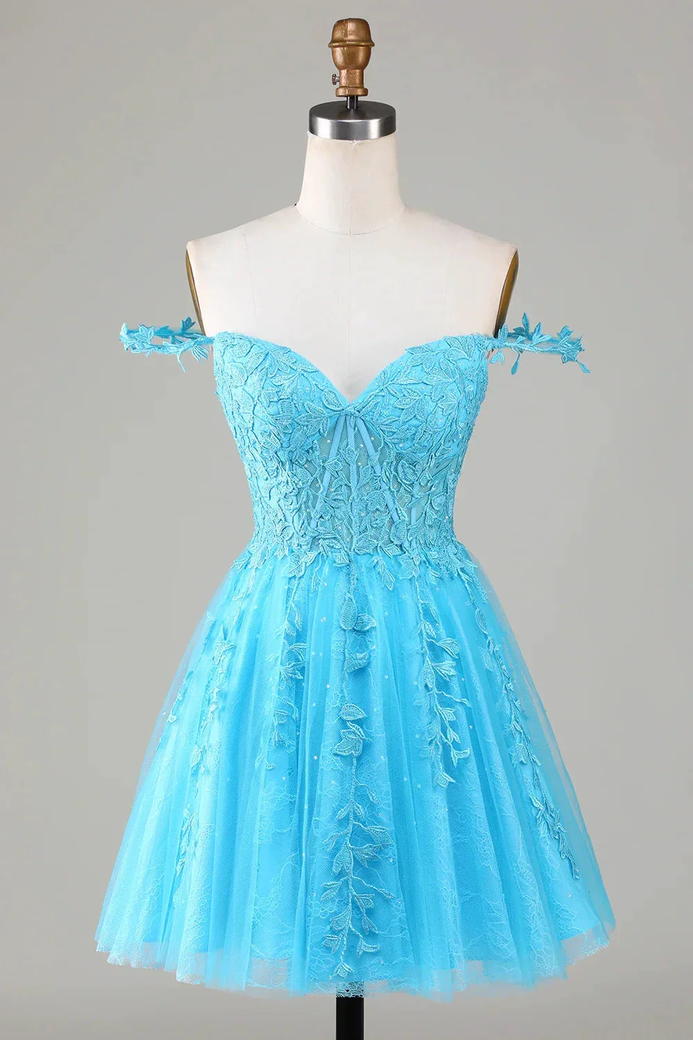 Cute A Line Spaghetti Straps Grey Short Homecoming Dress with Appliques Y2397 - Image 9