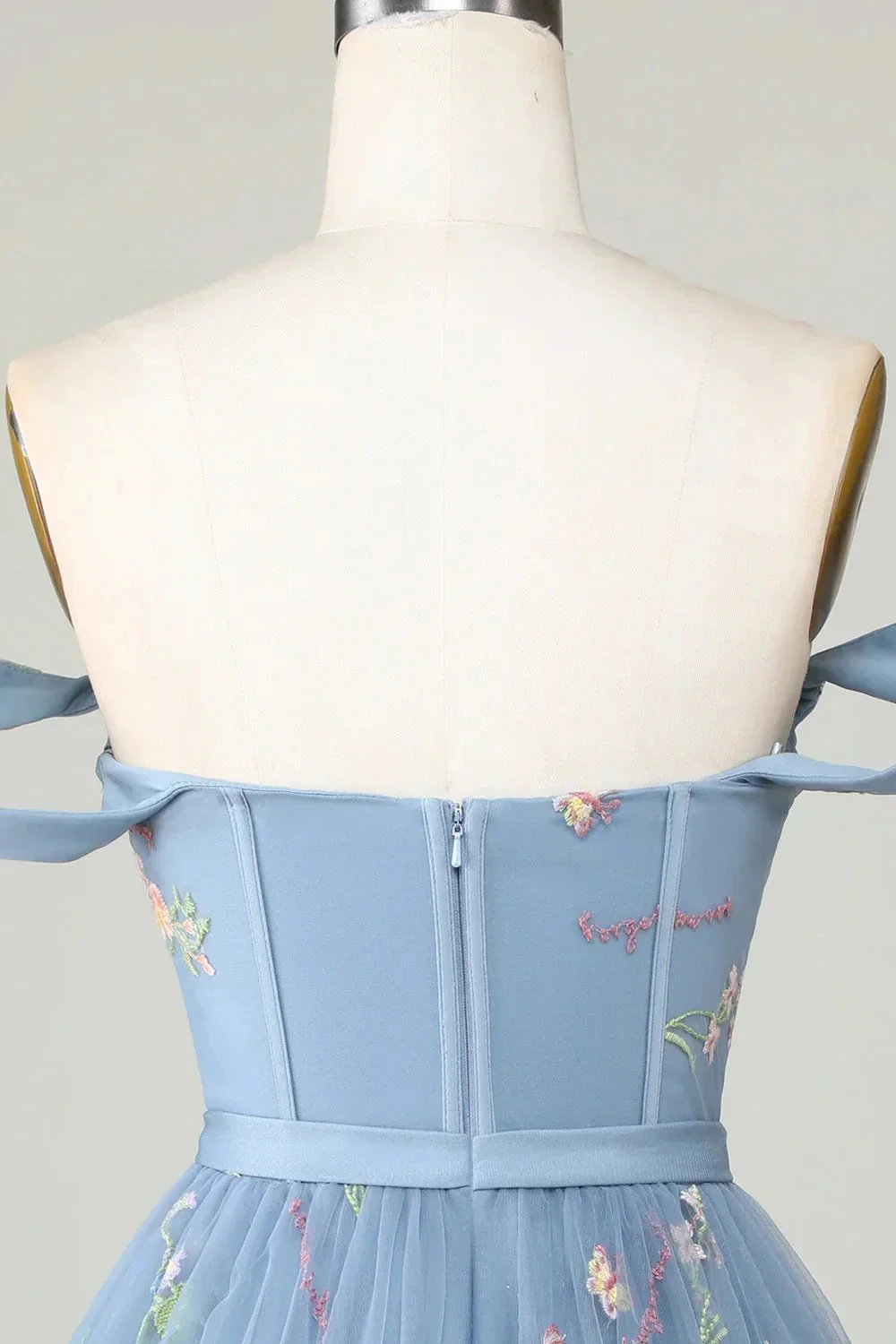 Cute Grey Blue A Line Sweetheart Short Homecoming Dress with Embroidery - Image 4