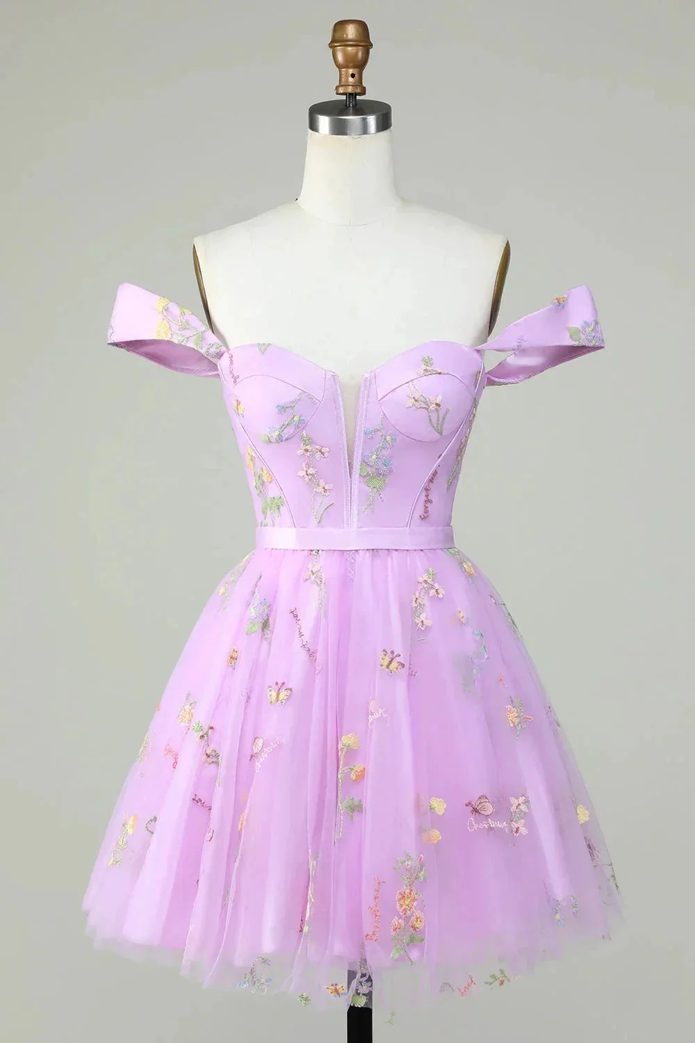 Cute Grey Blue A Line Sweetheart Short Homecoming Dress with Embroidery - Image 5