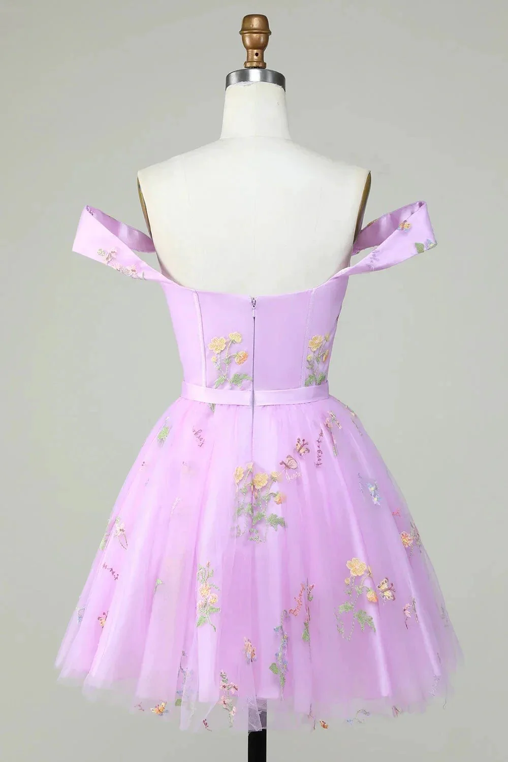 Cute A Line Sweetheart Purple Short Homecoming Dress with Embroidery - Image 2