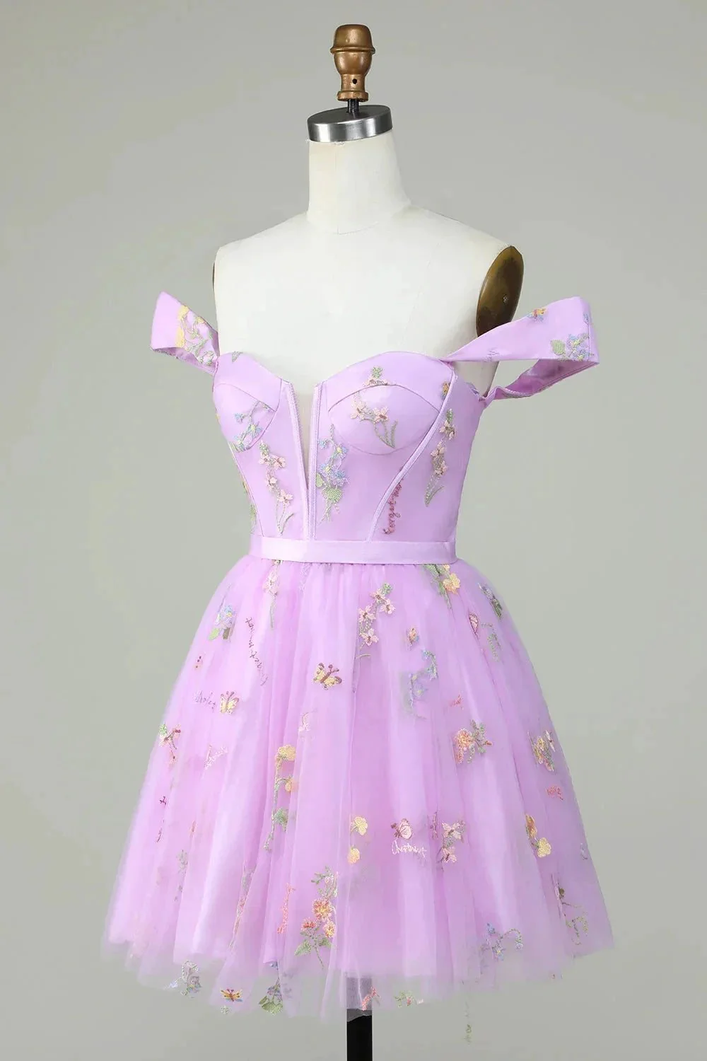 Cute A Line Sweetheart Purple Short Homecoming Dress with Embroidery - Image 3