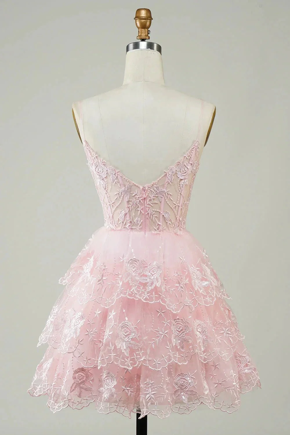 Cute Black A Line Sparkly Sequin Tiered Corset Short Homecoming Dress - Image 23