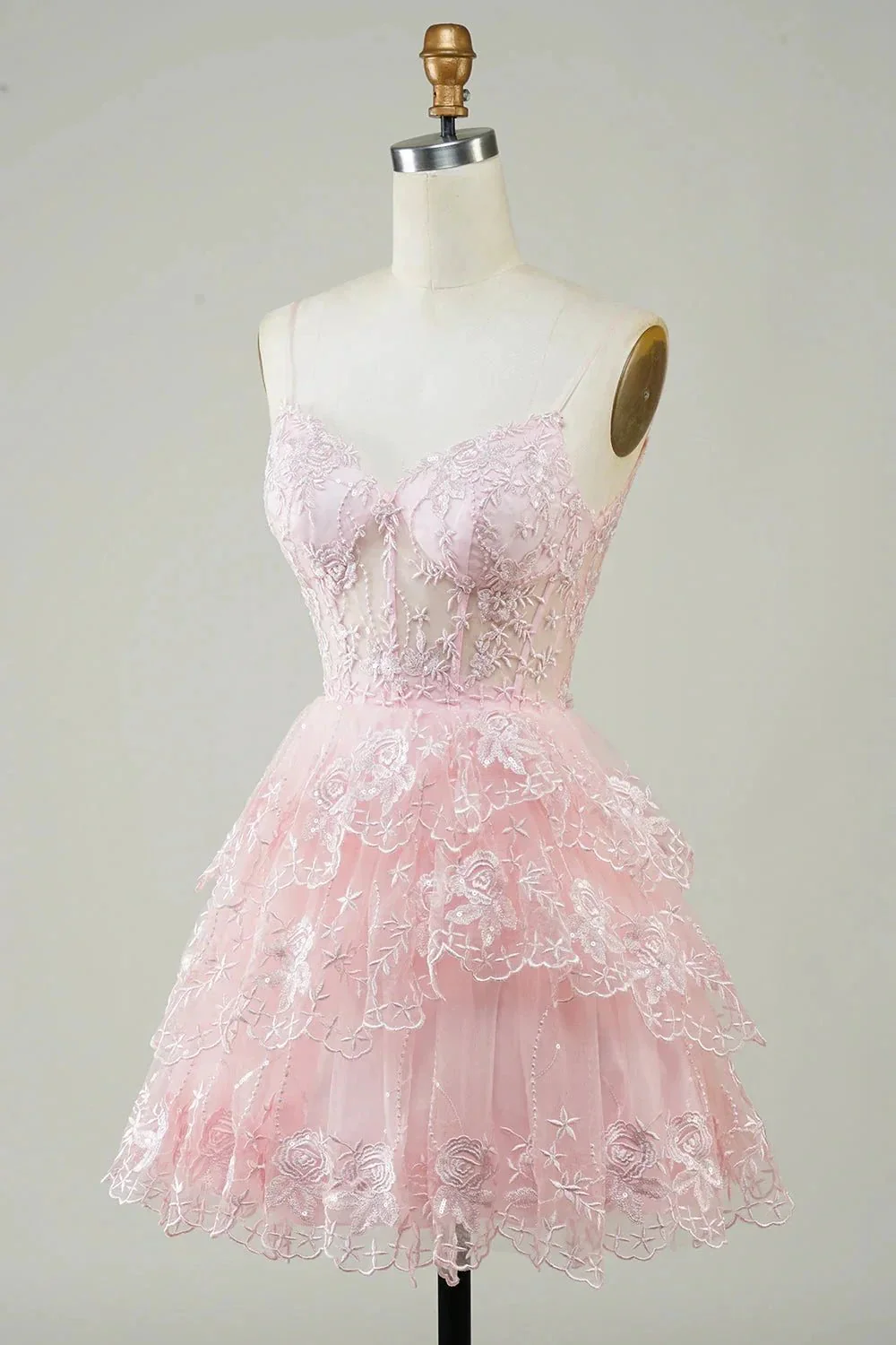 Cute Black A Line Sparkly Sequin Tiered Corset Short Homecoming Dress - Image 24