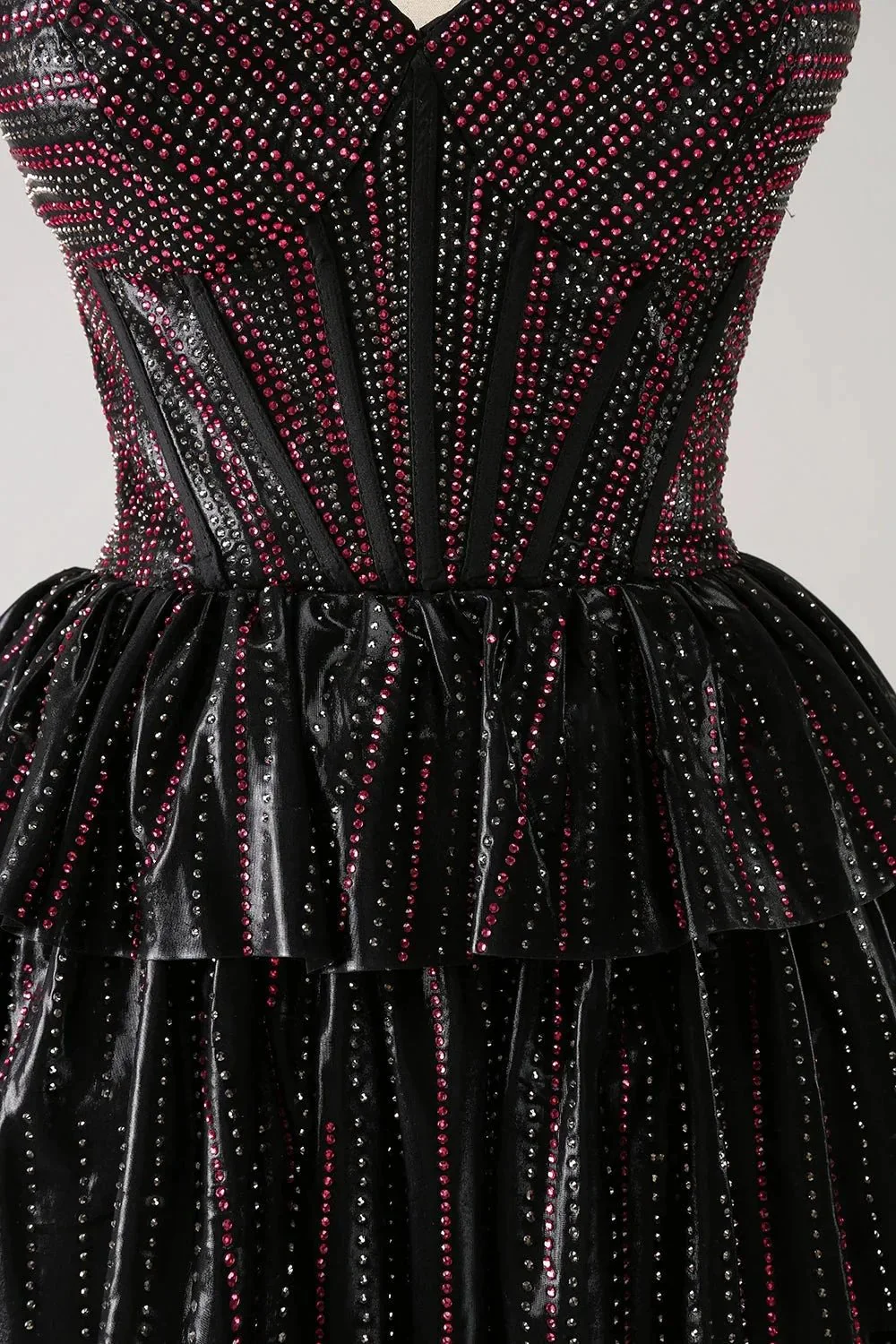 Cute Black Pink A Line Sweetheart Corset Short Homecoming Dress with Beading - Image 7