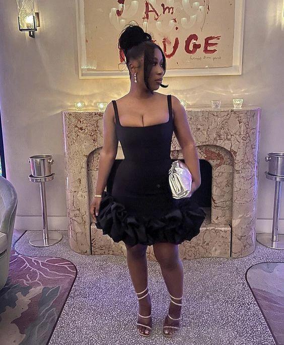 Cute Black Short Homecoming Dress Black Graduation Dress Y1859 - Image 2