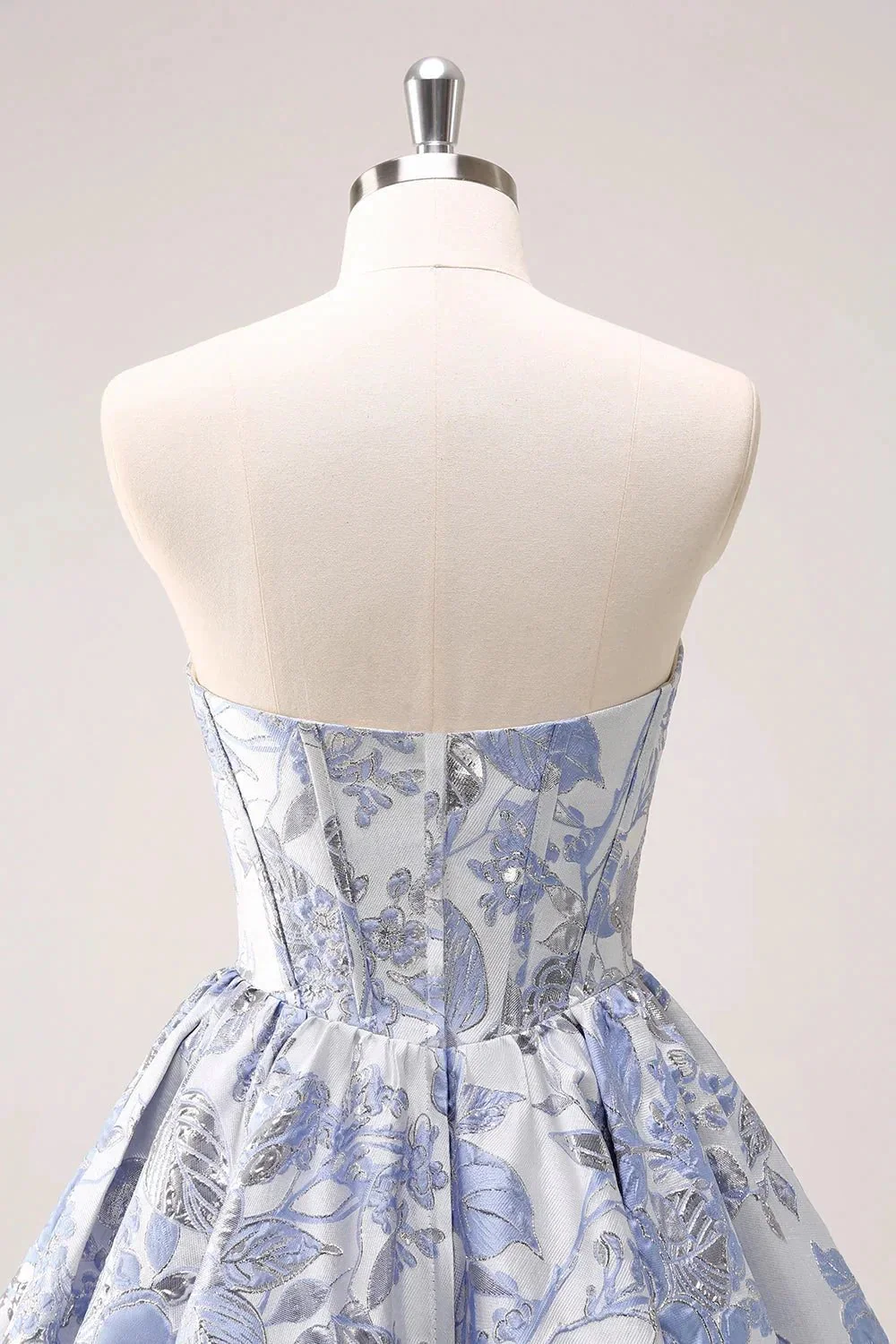 Cute Blue A Line Sweetheart Print Corset Short Homecoming Dress with Ruffles - Image 6