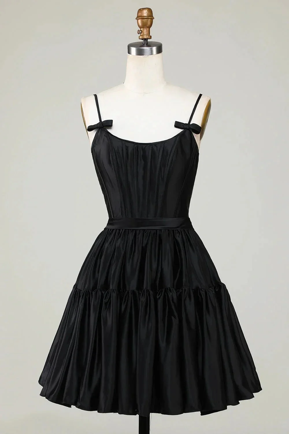 Cute Fuchsia A Line Spaghetti Straps Corset Ruffle Homecoming Dress with Bows - Image 6