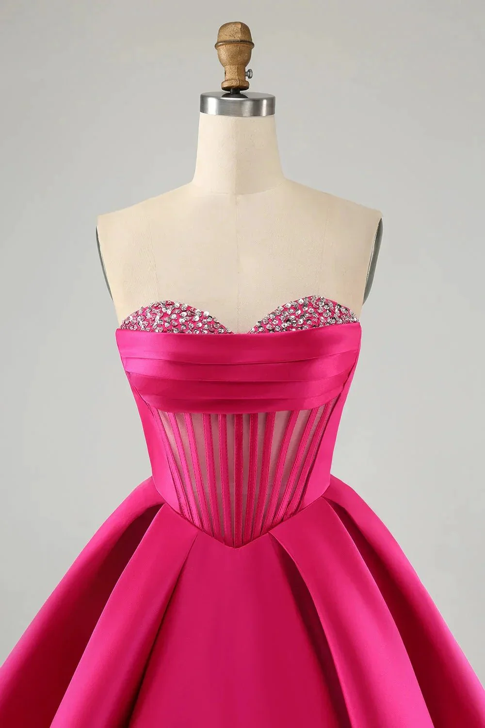 Cute Fuchsia A Line Sweetheart Corset Short Homecoming Dress with Beading - Image 5