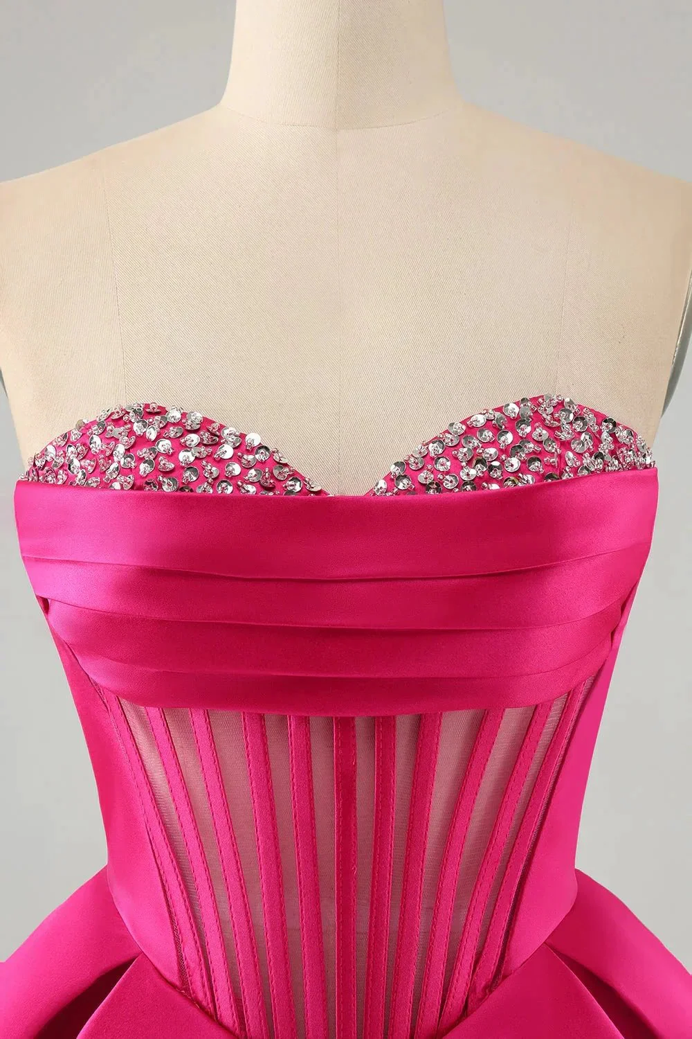 Cute Fuchsia A Line Sweetheart Corset Short Homecoming Dress with Beading - Image 6