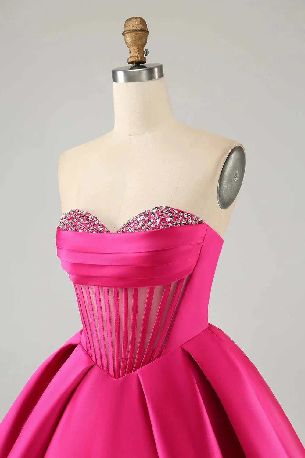 Cute Fuchsia A Line Sweetheart Corset Short Homecoming Dress with Beading - Image 7
