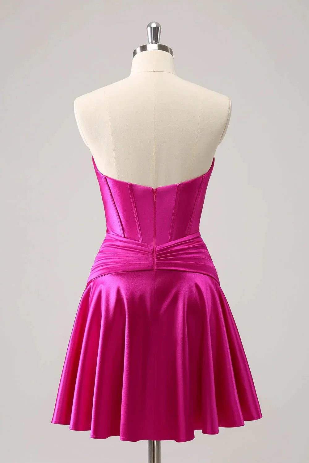 Cute Fuchsia A Line Sweetheart Criss Cross Corset Homecoming Dress with Ruffles - Image 2