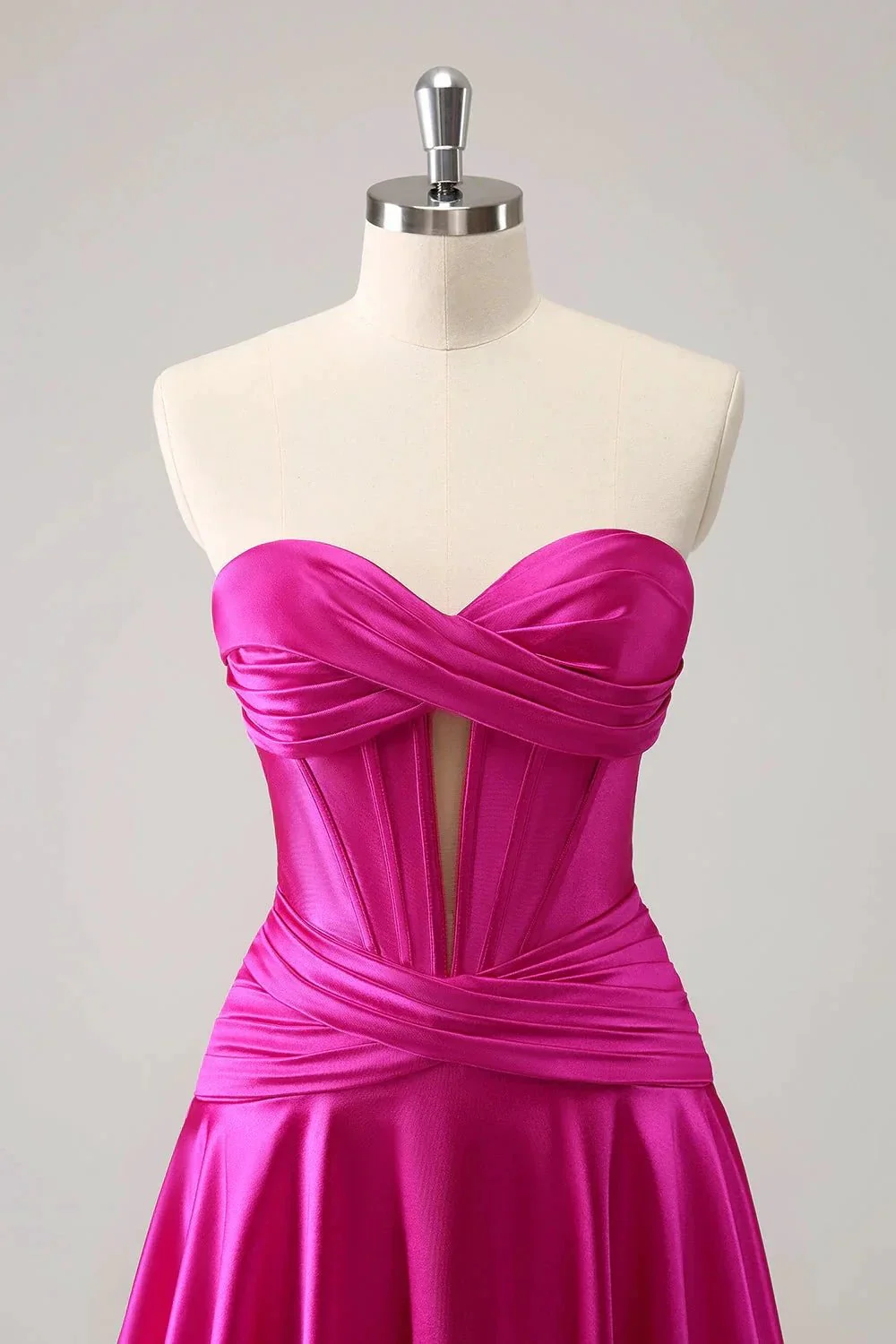 Cute Fuchsia A Line Sweetheart Criss Cross Corset Homecoming Dress with Ruffles - Image 3