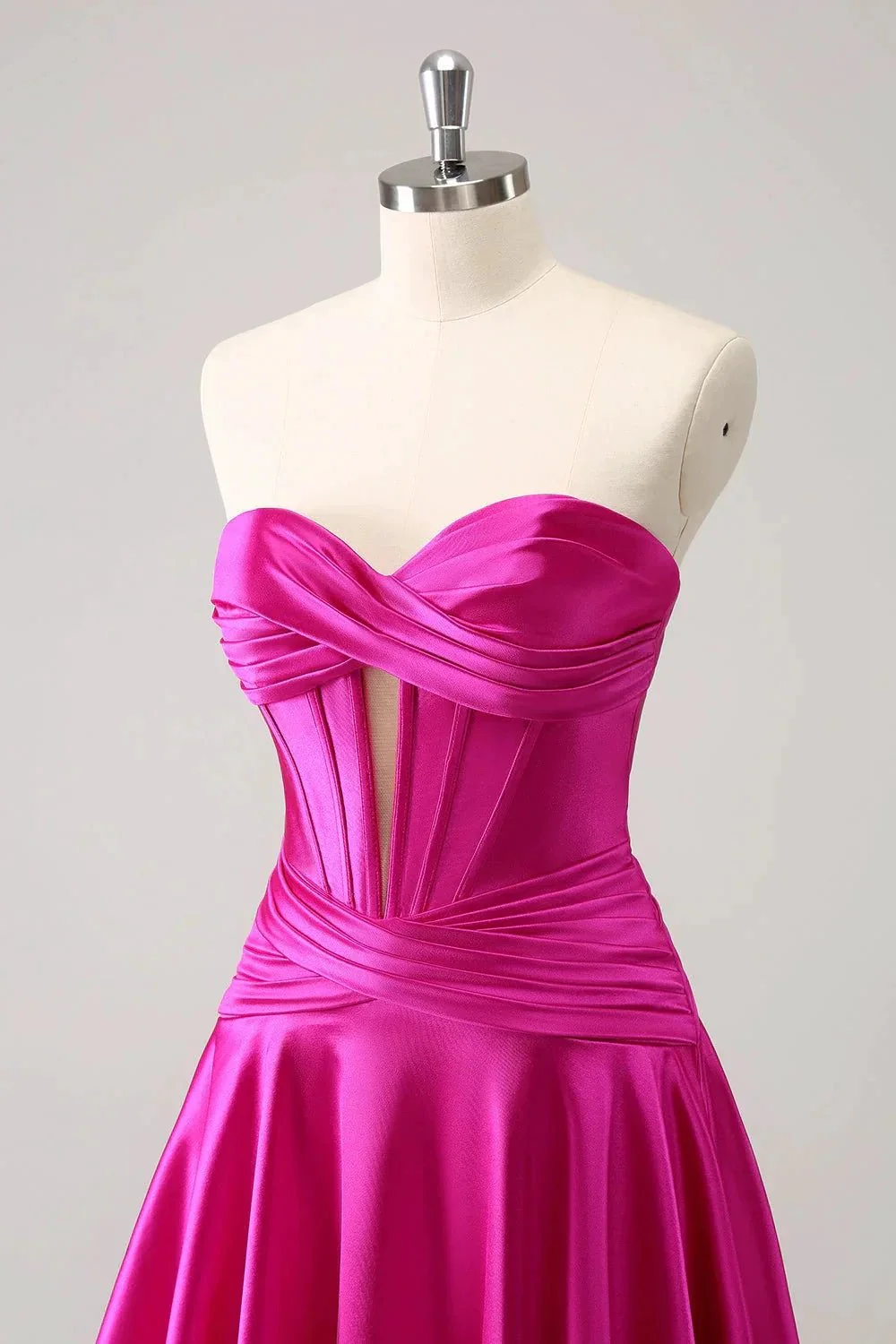 Cute Fuchsia A Line Sweetheart Criss Cross Corset Homecoming Dress with Ruffles - Image 5