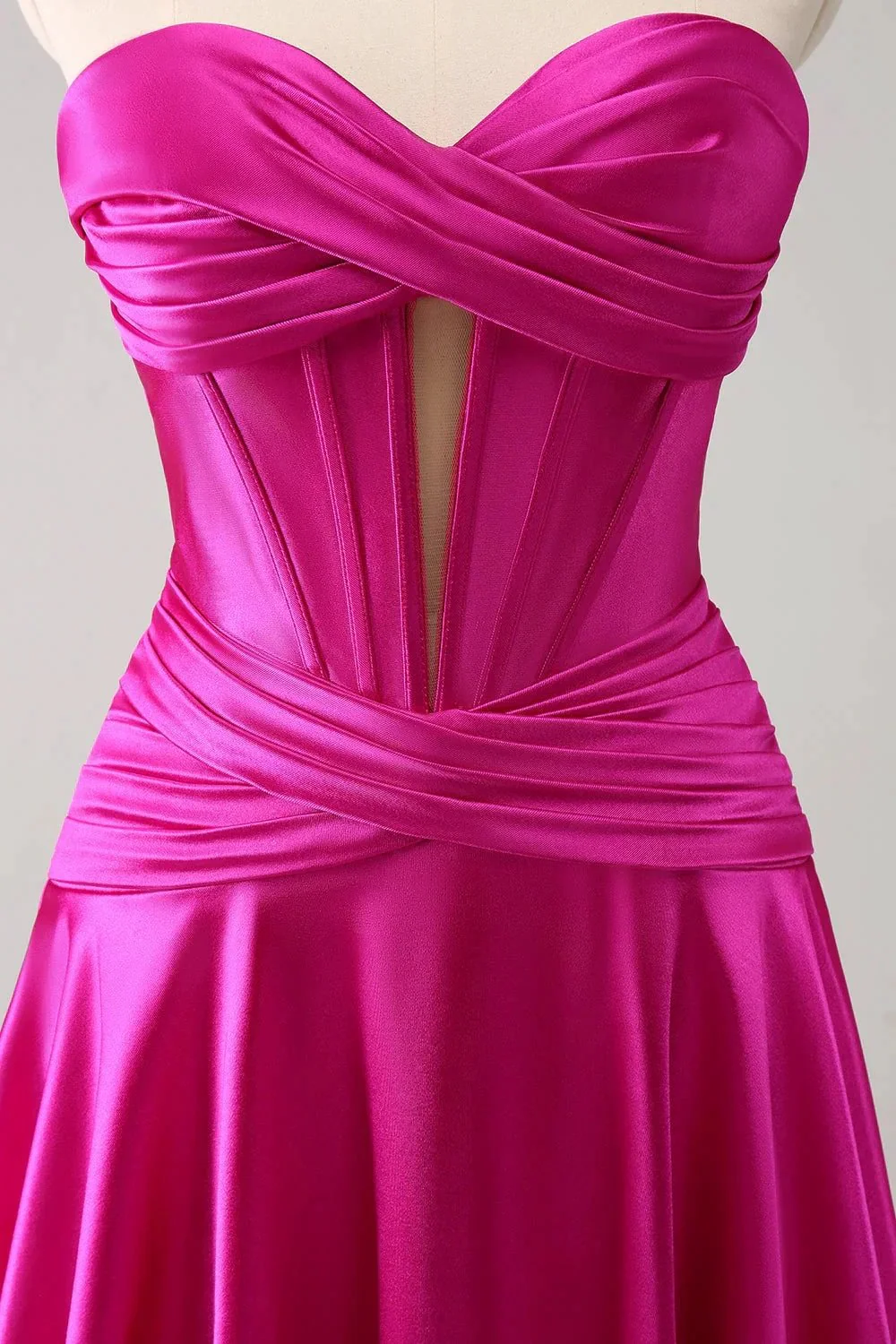 Cute Fuchsia A Line Sweetheart Criss Cross Corset Homecoming Dress with Ruffles - Image 6
