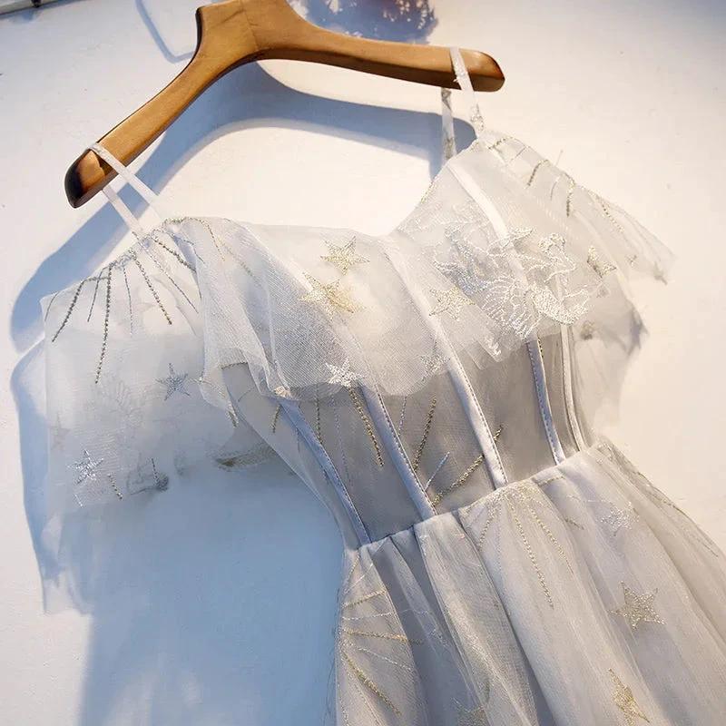 Cute gray tulle short homecoming dress s96 - Image 4