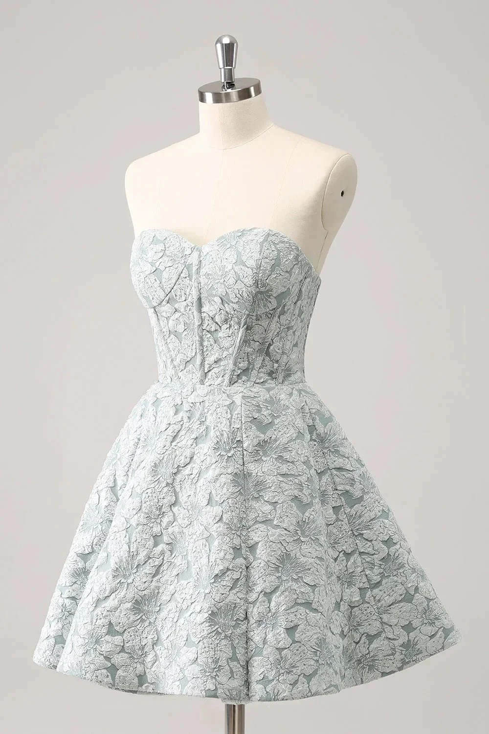 Cute Grey Green A Line Sweetheart Corset Short Homecoming Dress - Image 3