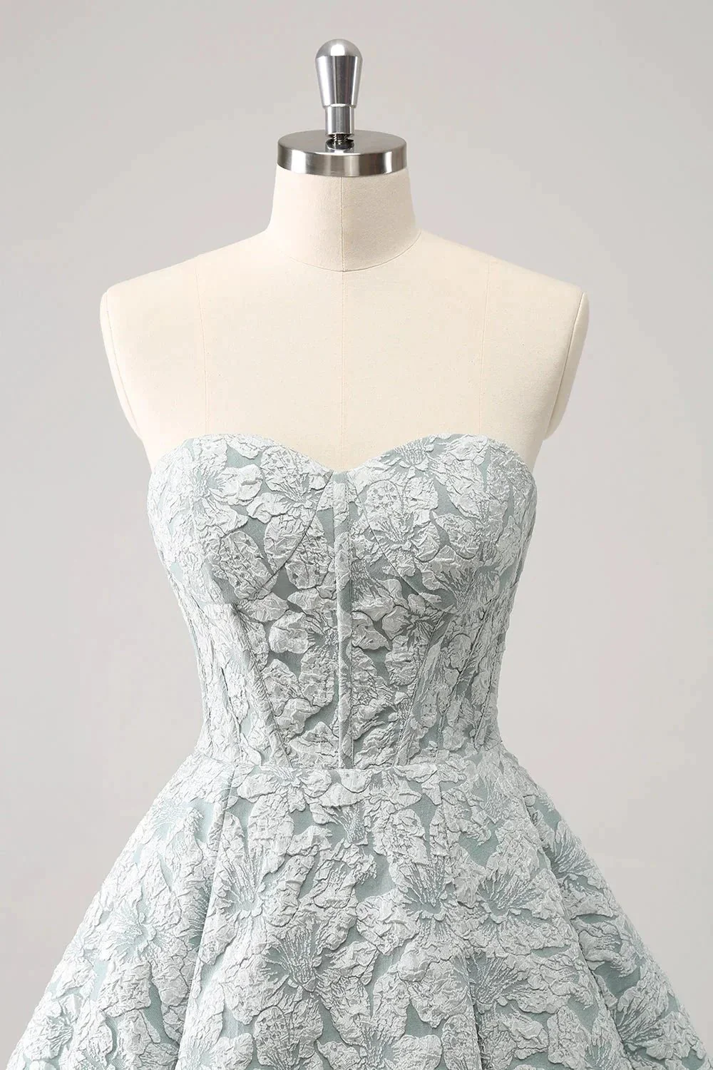 Cute Grey Green A Line Sweetheart Corset Short Homecoming Dress - Image 4