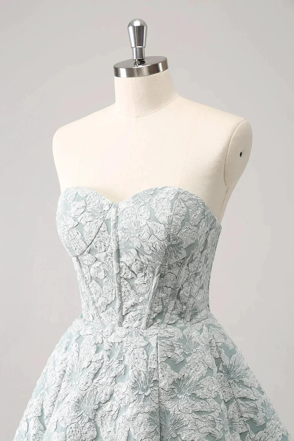 Cute Grey Green A Line Sweetheart Corset Short Homecoming Dress - Image 6