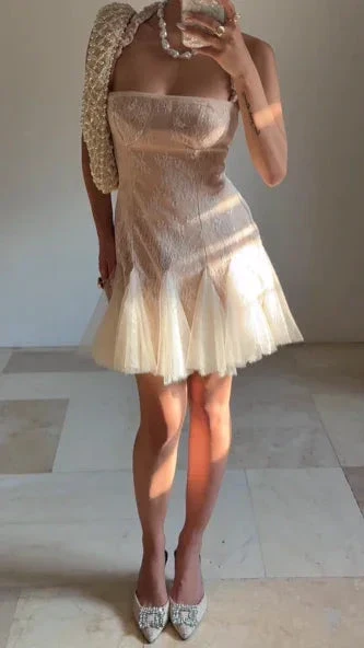 Cute Halter Lace Tulle Homecoming Short Prom Dress Y8502 - Image 4