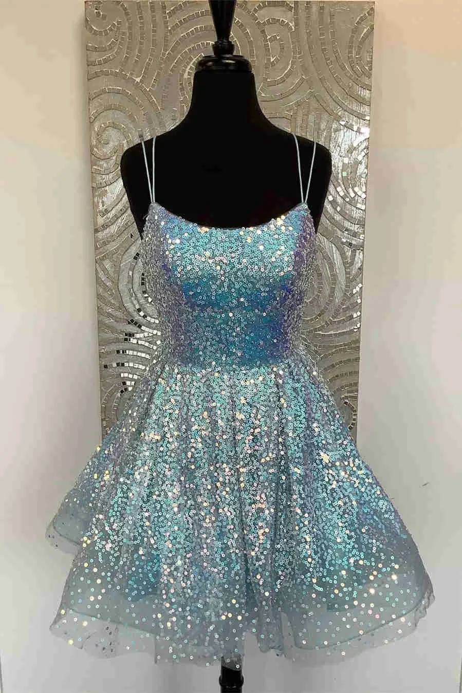 Cute Hot Pink Sequins A-Line Homecoming Dress Y1641 - Image 3
