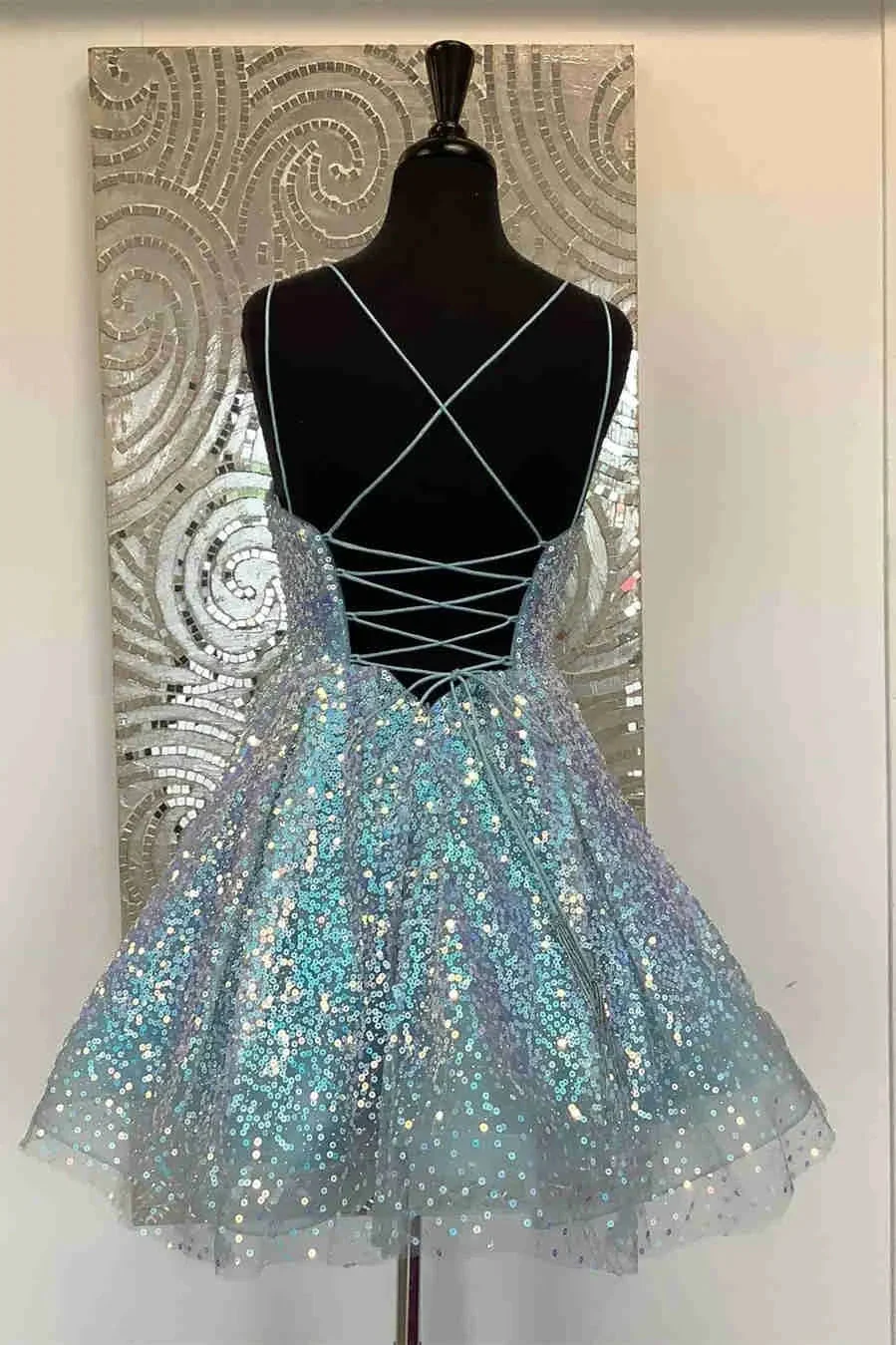 Cute Hot Pink Sequins A-Line Homecoming Dress Y1641 - Image 4
