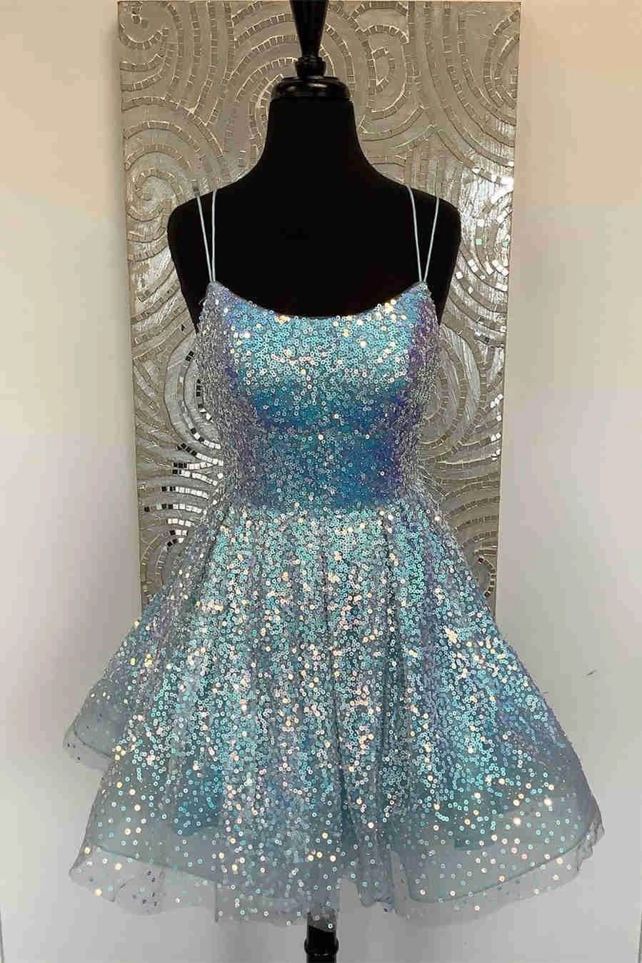 Cute Hot Pink Sequins Homecoming Dress SYH24 - Image 3