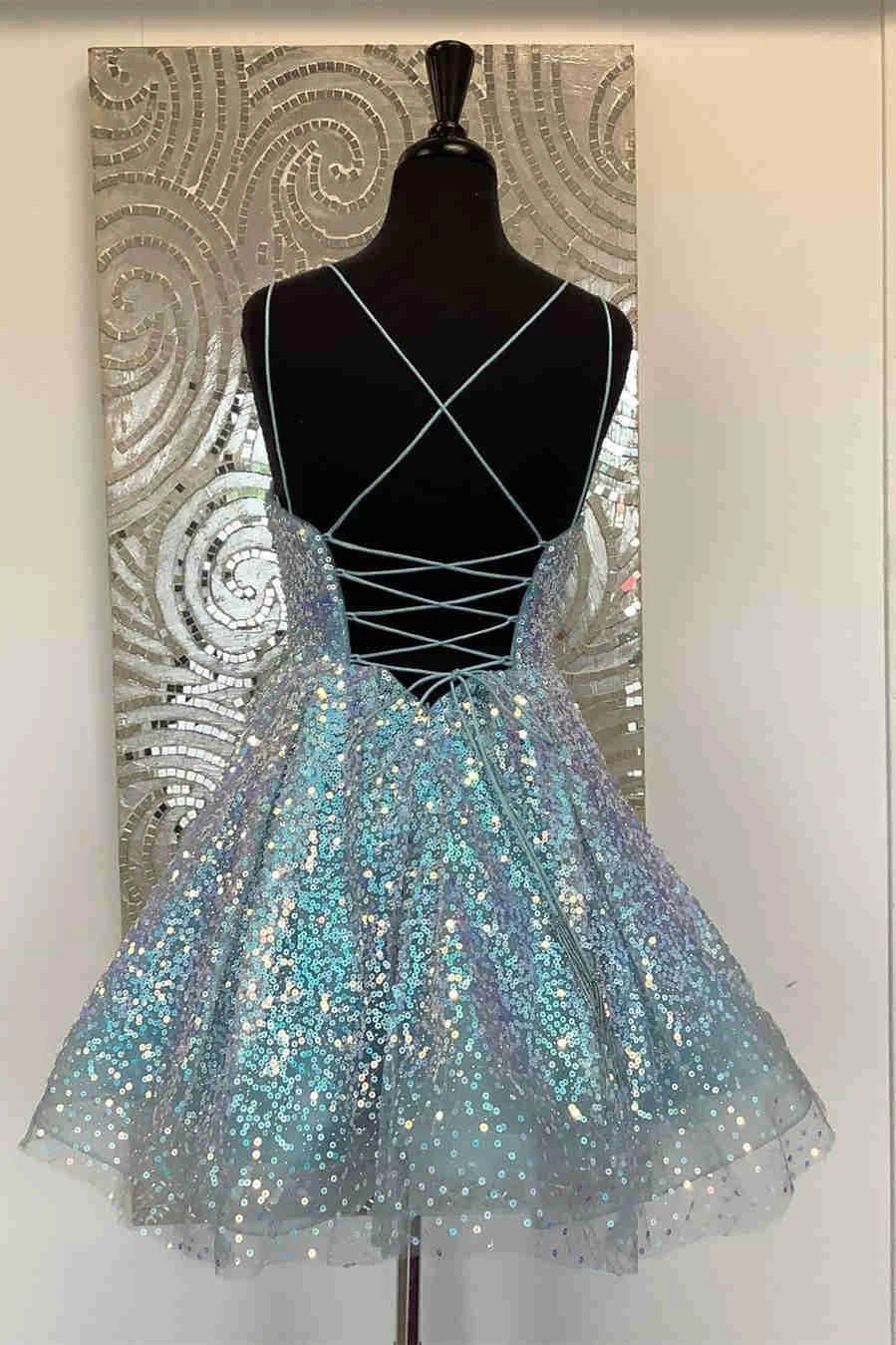 Cute Hot Pink Sequins Homecoming Dress SYH24 - Image 4
