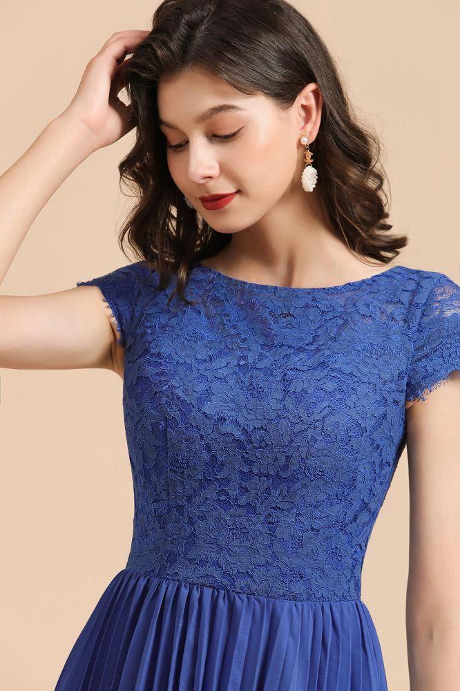 Cute Lace Chiffion Mini Party Dress Short Sleeves  Knee Length Homecoming Dress - Image 7