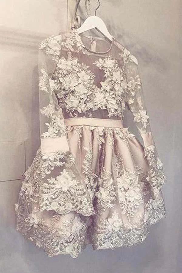 Cute Long Sleeve Homecoming Dress Short Prom Dress Party Dress PD362 - Image 2