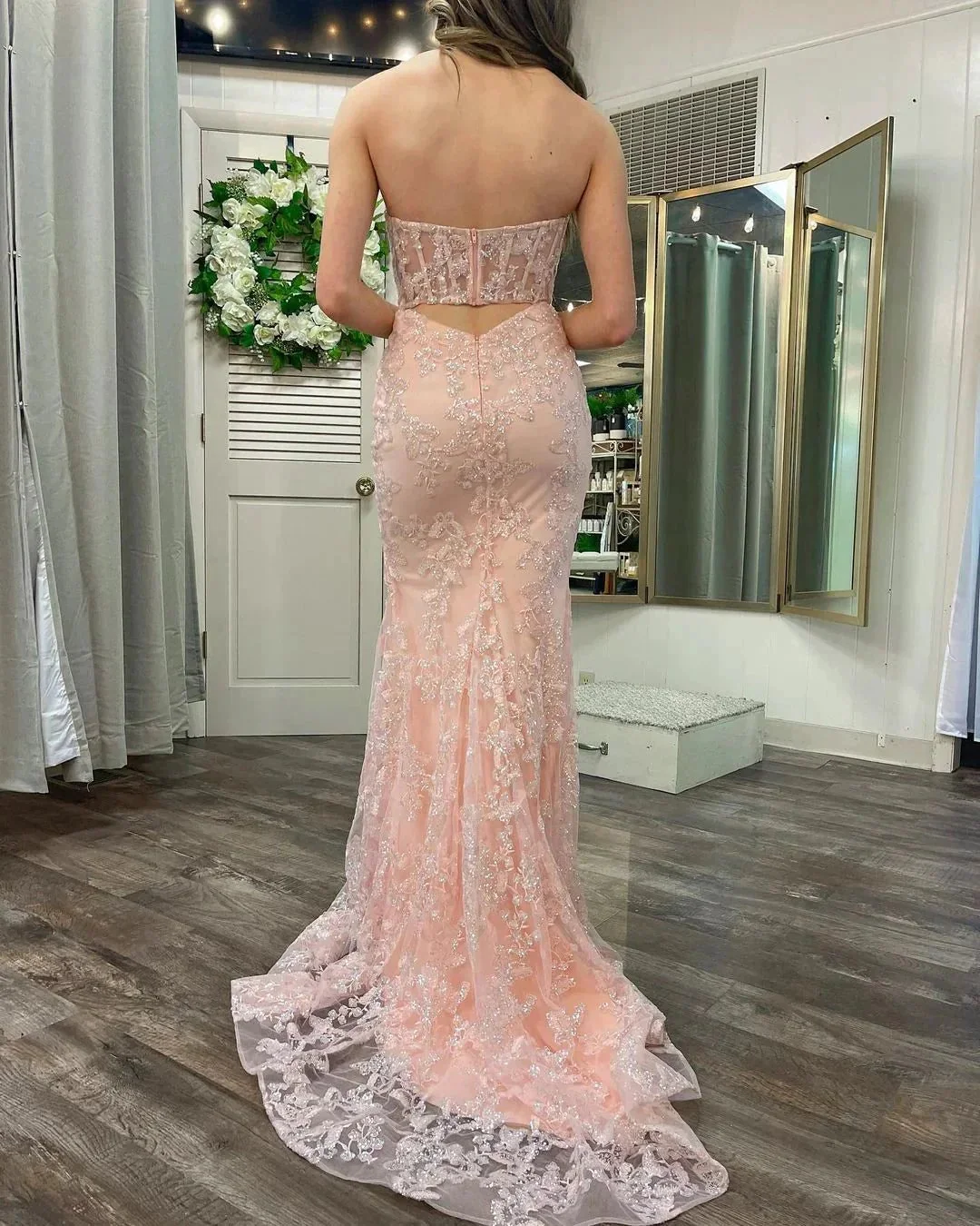Michaela |Mermaid Sweetheart Sequined Lace Long Prom Dress - Image 2