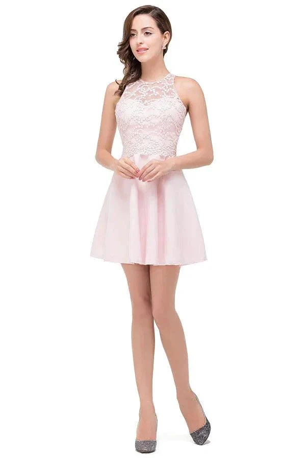 Cute Mini A-line Crew Appliques Bridesmaid Dresses - Image 2