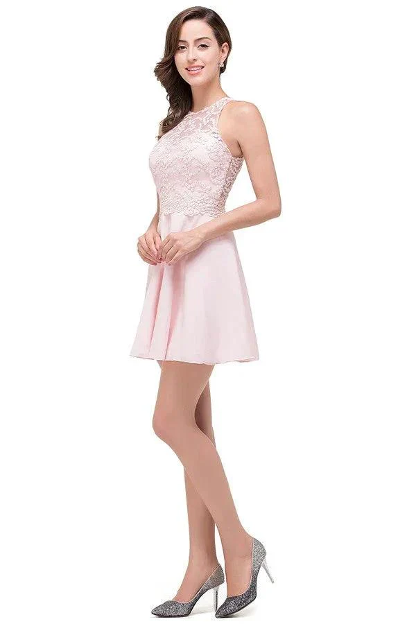 Cute Mini A-line Crew Appliques Bridesmaid Dresses - Image 6