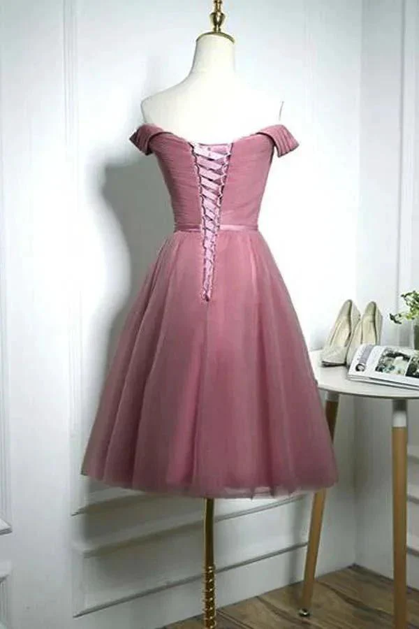 Cute Off Shoulder Sweetheart Tulle Homecoming Dress Party Dress PD114 - Image 2