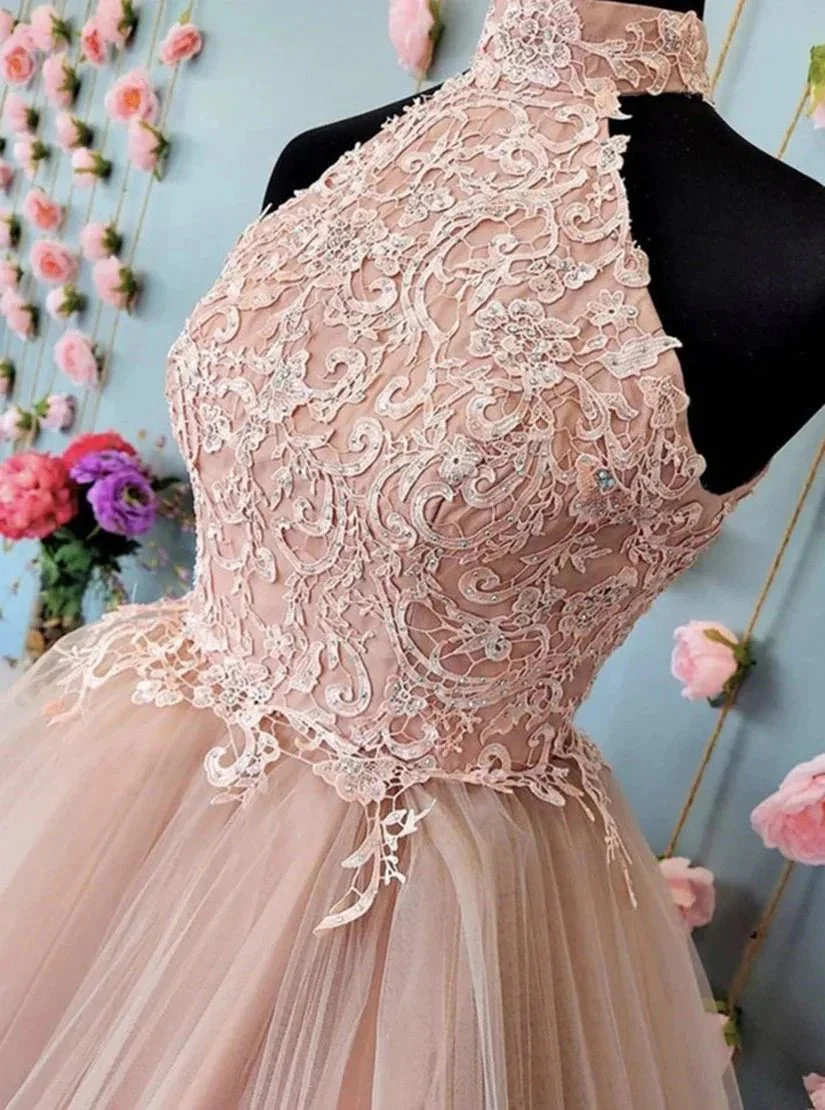Cute Open Back Tulle Lace Short Prom Dresses Homecoming Dresses - Image 4