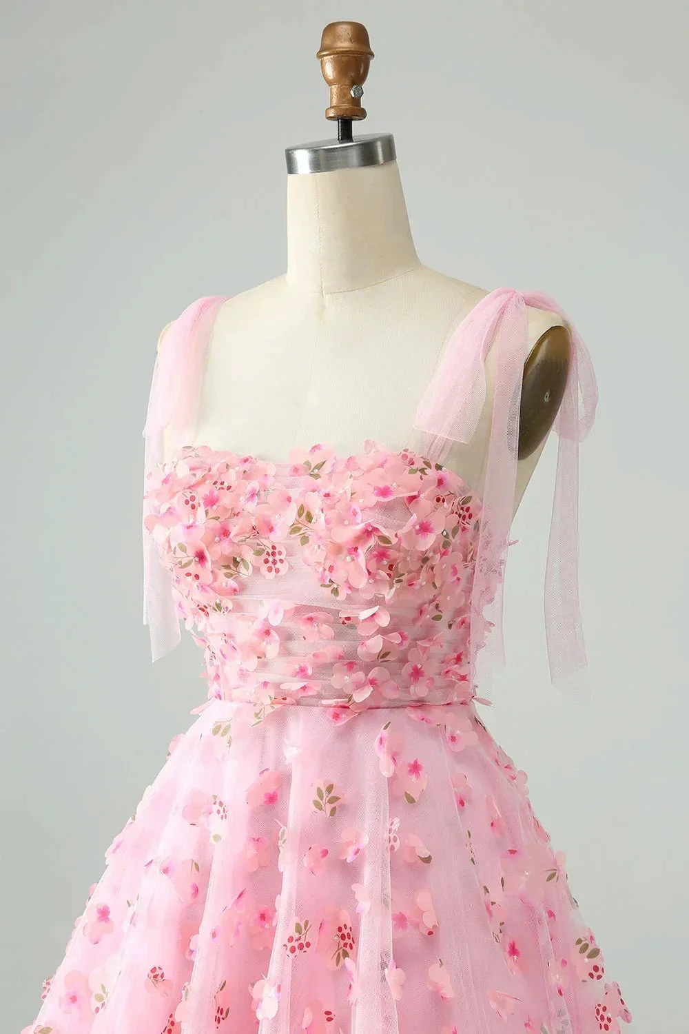 Cute Pink A Line Pearls Corset Short Homecoming Dress with Appliques Flower - Image 6