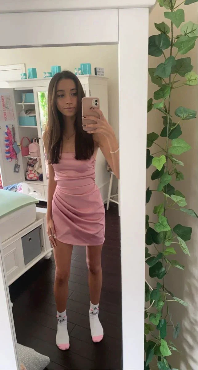 Cute Pink Bodycon Dress Pink Homecoming Dress Y2124 - Image 2