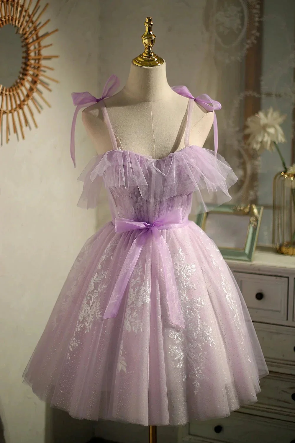 Cute Purple Sleeveless Lace Up Princess Short Homecoming Dresses - Image 2