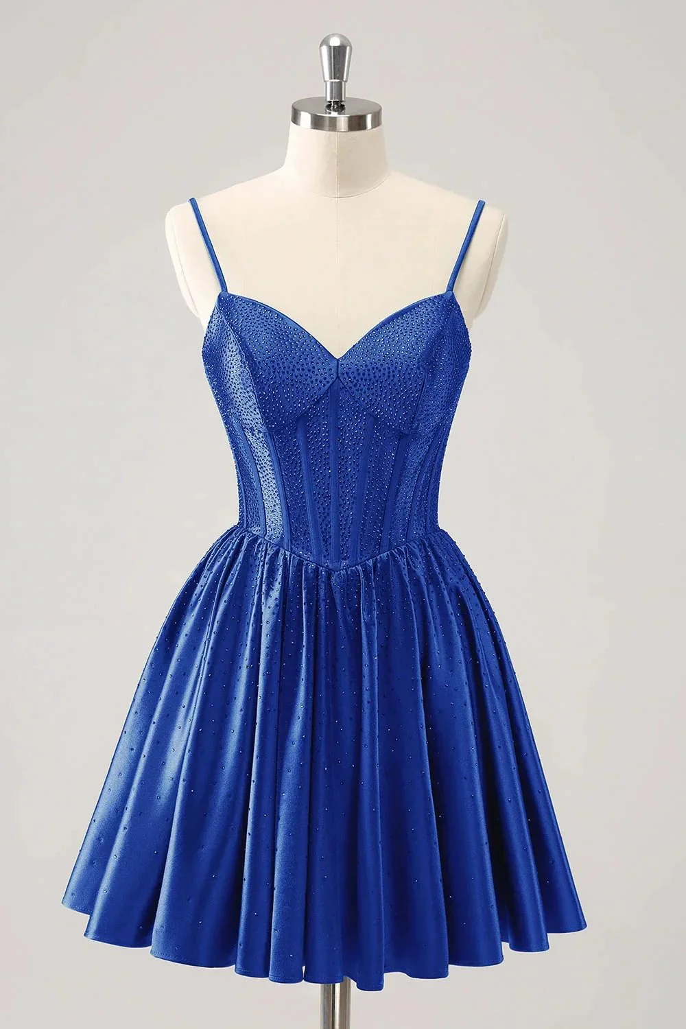 Cute Red A Line Spaghetti Straps Ruffle Corset Short Homecoming Dress with Beading - Image 10