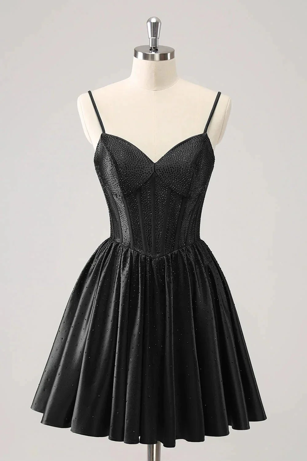 Cute Red A Line Spaghetti Straps Ruffle Corset Short Homecoming Dress with Beading - Image 8