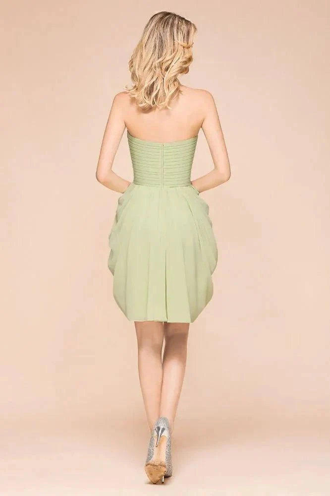 Cute Sleeveless slim Ruffle Chiffon Mini Bridesmaid Dress Wedding Guest Dress - Image 3