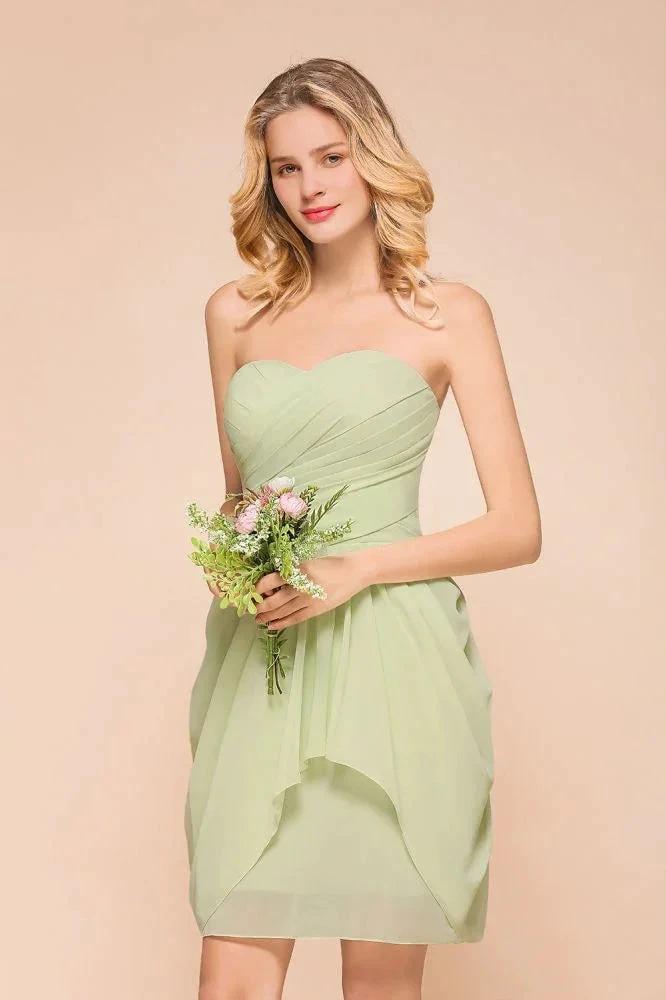 Cute Sleeveless slim Ruffle Chiffon Mini Bridesmaid Dress Wedding Guest Dress - Image 4
