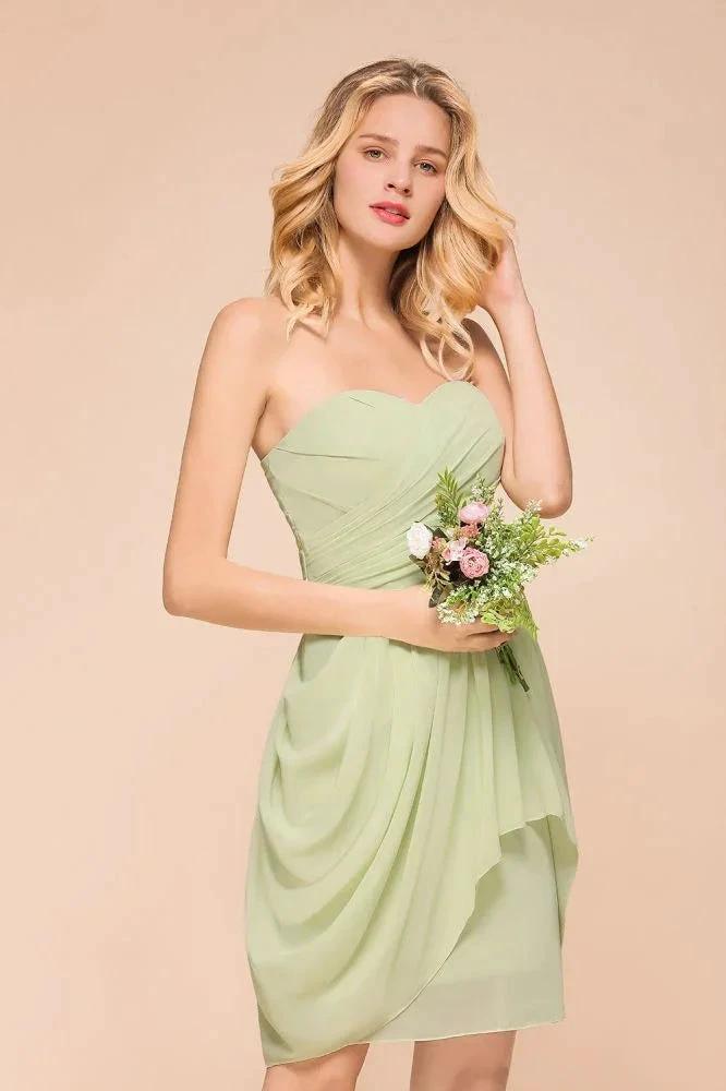 Cute Sleeveless slim Ruffle Chiffon Mini Bridesmaid Dress Wedding Guest Dress - Image 6