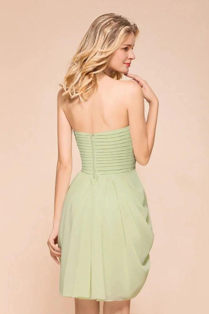 Cute Sleeveless slim Ruffle Chiffon Mini Bridesmaid Dress Wedding Guest Dress - Image 8