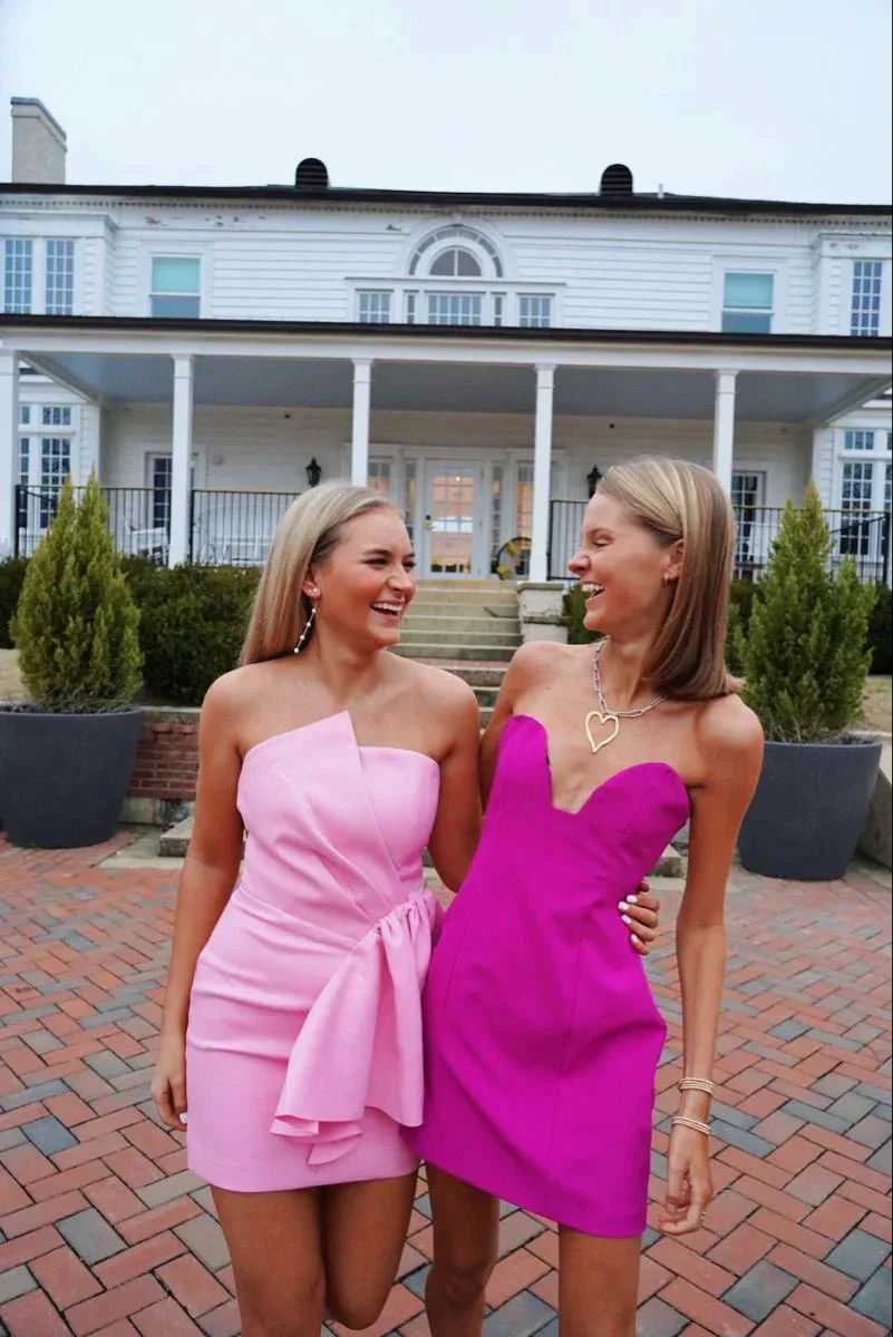 Cute Strapless Homecoming Dress Pink Homecoming Dress Y2498 - Image 2