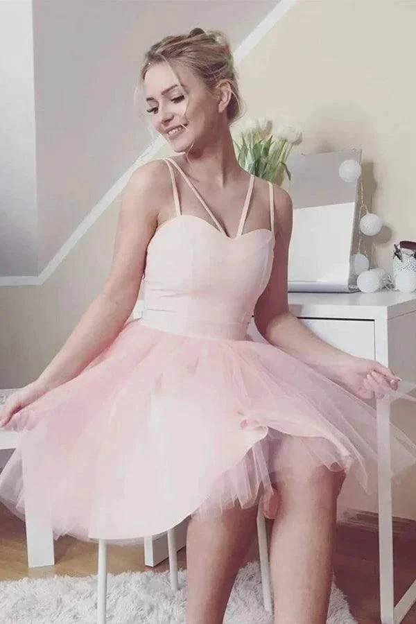 Cute Sweetheart Tulle Short Prom Dress Pink Homecoming Dress PD445 - Image 2